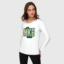 Лонгслив хлопковый женский MKE Милуоки Бакс, цвет: белый — фото 2