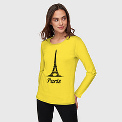 Лонгслив хлопковый женский Paris, цвет: желтый — фото 2