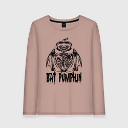 Лонгслив хлопковый женский Bat pumpkin, цвет: пыльно-розовый