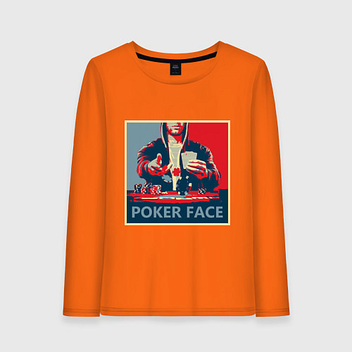 Женский лонгслив Poker face / Оранжевый – фото 1