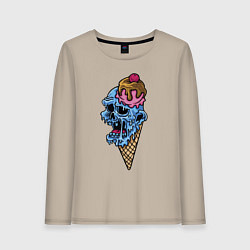 Лонгслив хлопковый женский Horror ice cream, цвет: миндальный