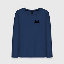 Женский лонгслив Кот в кармане