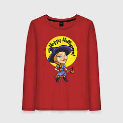Лонгслив хлопковый женский Beauty witch, цвет: красный