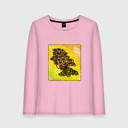 Лонгслив хлопковый женский Психоделические грибы, цвет: светло-розовый