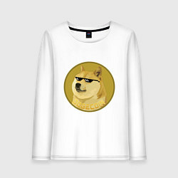 Лонгслив хлопковый женский Dogecoin, цвет: белый