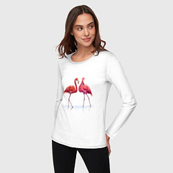 Лонгслив хлопковый женский Фламинго пара, цвет: белый — фото 2