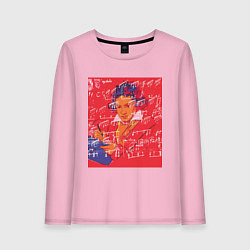 Лонгслив хлопковый женский Портрет Бетховена Энди Уорхол, цвет: светло-розовый