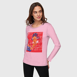Лонгслив хлопковый женский Портрет Бетховена Энди Уорхол, цвет: светло-розовый — фото 2