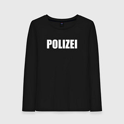 Лонгслив хлопковый женский POLIZEI Полиция Надпись Белая, цвет: черный