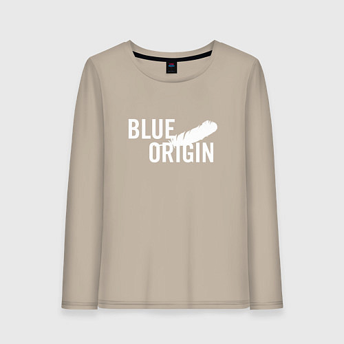 Женский лонгслив Blue Origin logo перо / Миндальный – фото 1