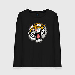 Лонгслив хлопковый женский Tiger, цвет: черный