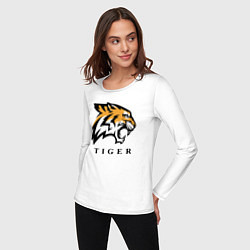 Лонгслив хлопковый женский Тигр - Tiger, цвет: белый — фото 2