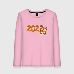 Лонгслив хлопковый женский 2022 - Год Тигра, цвет: светло-розовый