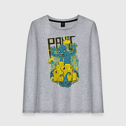 Лонгслив хлопковый женский Монстр захватывает город, цвет: меланж