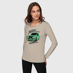 Лонгслив хлопковый женский Авто с классическим движком, цвет: миндальный — фото 2