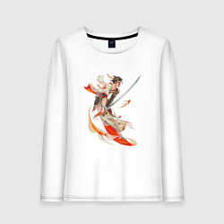 Лонгслив хлопковый женский Самурай моря, цвет: белый