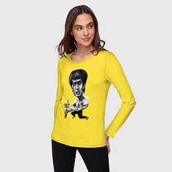 Лонгслив хлопковый женский Bruce Lee, цвет: желтый — фото 2