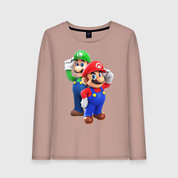 Лонгслив хлопковый женский Mario Bros, цвет: пыльно-розовый