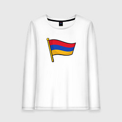 Лонгслив хлопковый женский Флаг Армении, цвет: белый