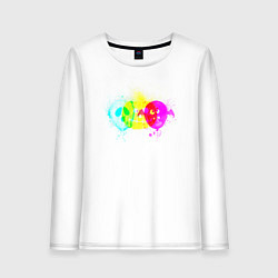 Лонгслив хлопковый женский Призраки Хэллоуина хлопок, цвет: белый