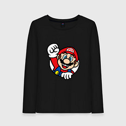 Лонгслив хлопковый женский MarioFace, цвет: черный