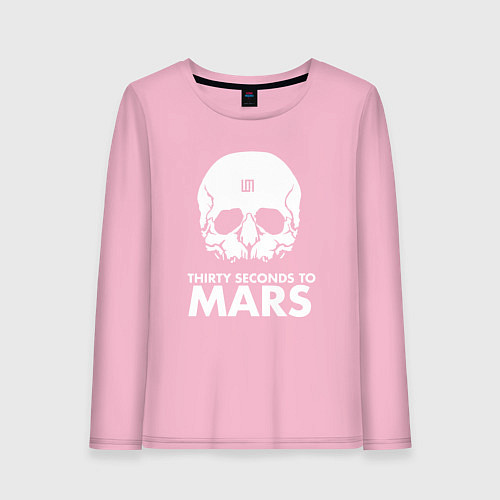 Женский лонгслив 30 Seconds to Mars белый череп / Светло-розовый – фото 1