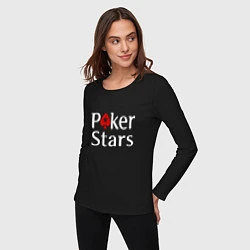 Лонгслив хлопковый женский PokerStars логотип, цвет: черный — фото 2