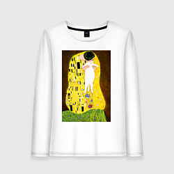 Женский лонгслив Густав Климт влюблённые поцелуй с котом