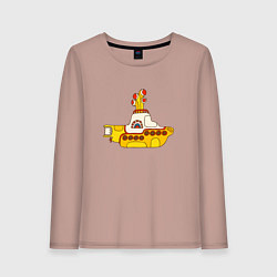 Лонгслив хлопковый женский The Beatles Yellow Submarine в дудл стиле, цвет: пыльно-розовый