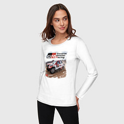 Лонгслив хлопковый женский Сумасшедшая гонка в пустыне, цвет: белый — фото 2