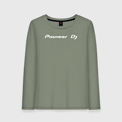 Лонгслив хлопковый женский Pioneer DJ - Logo White, цвет: авокадо