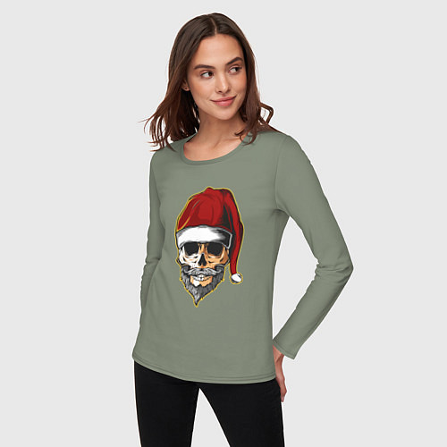Женский лонгслив Santa Skull / Авокадо – фото 3