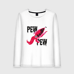Лонгслив хлопковый женский Pew Pew Squid, цвет: белый