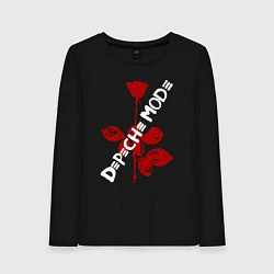 Лонгслив хлопковый женский Depeche Mode красная роза, цвет: черный