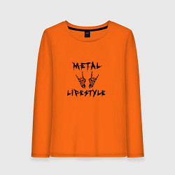 Лонгслив хлопковый женский Металлика Metallica рок, цвет: оранжевый