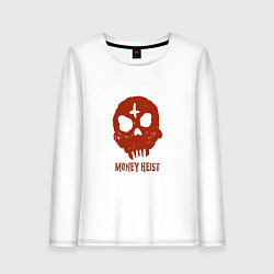 Лонгслив хлопковый женский Money Heist Skull, цвет: белый