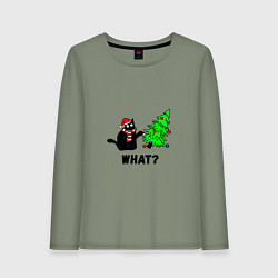 Женский лонгслив Кот роняет елку