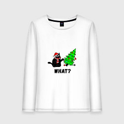 Женский лонгслив Кот роняет елку