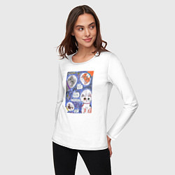 Лонгслив хлопковый женский Котики в космосе Наташ, цвет: белый — фото 2