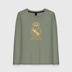 Лонгслив хлопковый женский Real Madrid gold logo, цвет: авокадо