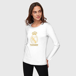 Лонгслив хлопковый женский Real Madrid gold logo, цвет: белый — фото 2