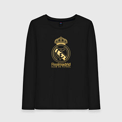 Лонгслив хлопковый женский Real Madrid gold logo, цвет: черный