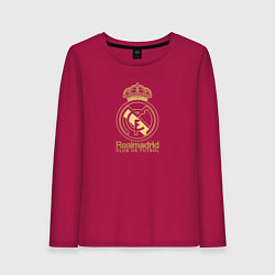 Лонгслив хлопковый женский Real Madrid gold logo, цвет: маджента
