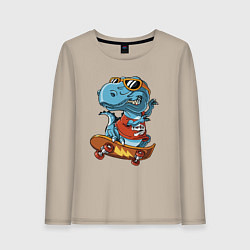 Лонгслив хлопковый женский The dinosaur Skater, цвет: миндальный