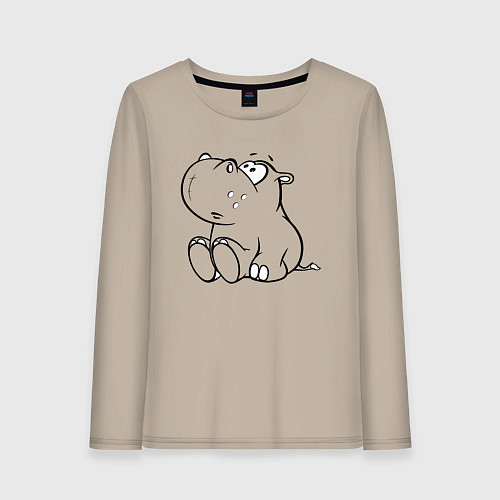 Женский лонгслив Бегемотик детский cotton theme / Миндальный – фото 1