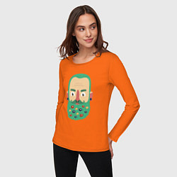 Лонгслив хлопковый женский Зеленая борода, цвет: оранжевый — фото 2