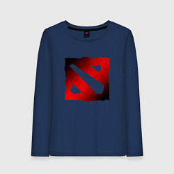 Лонгслив хлопковый женский ЧЁРНО КРАСНОЕ ЛОГО ДОТА 2 DOTA 2 LOGO, цвет: тёмно-синий