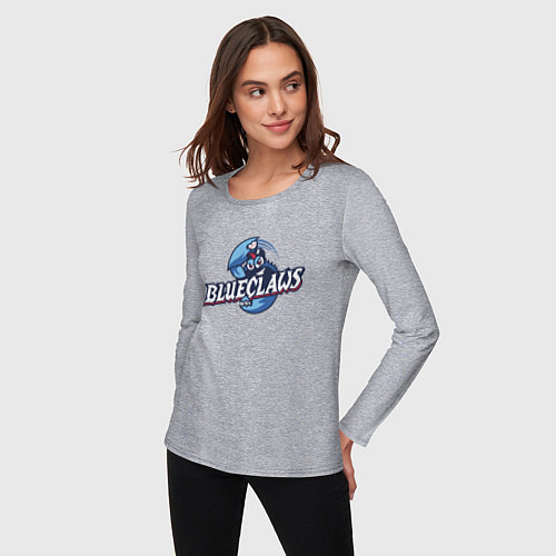 Женский лонгслив Jersey shore Blue claws - baseball team / Меланж – фото 3