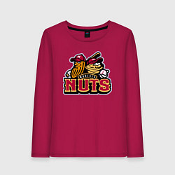 Лонгслив хлопковый женский Modesto Nuts -baseball team, цвет: маджента
