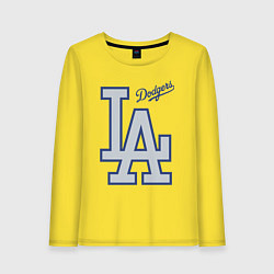 Лонгслив хлопковый женский Los Angeles Dodgers - baseball team, цвет: желтый